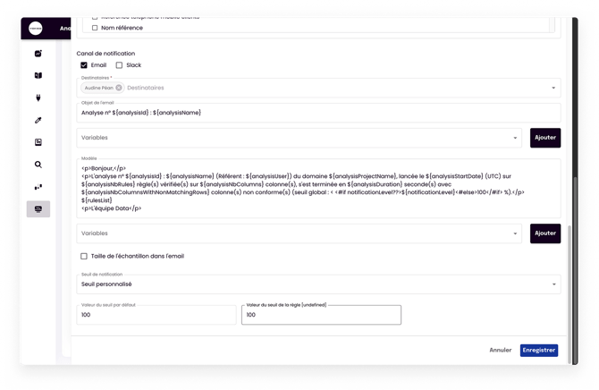 paramètres analyses